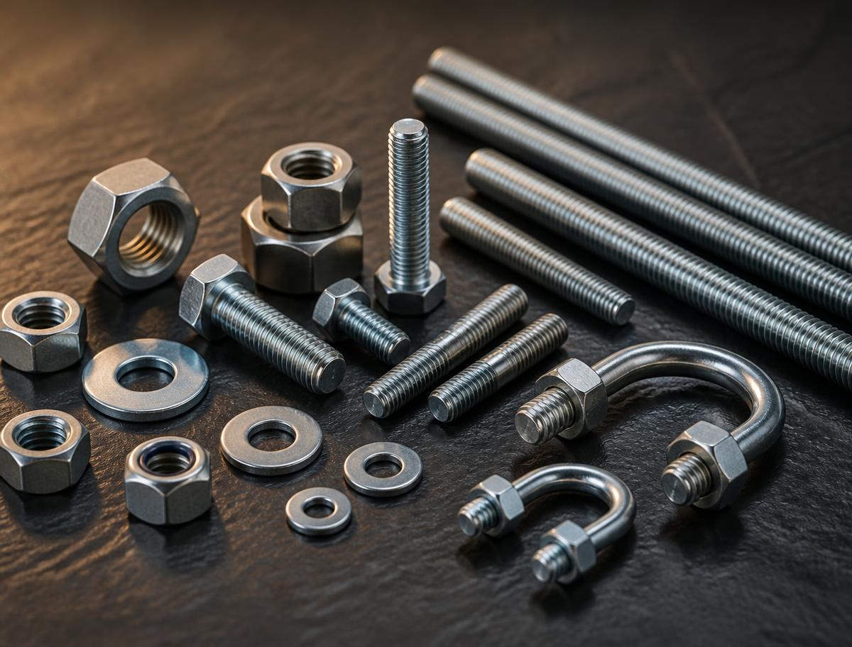 Industrial products — nuts, bolts, washers, studs and threaded rods